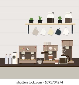 Coffee bar vector. free space for text. wallpaper. background.