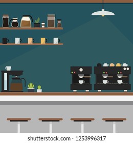 Coffee bar vector. free space for text. wallpaper. background.