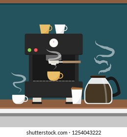 Coffee bar vector. free space for text. wallpaper. background.