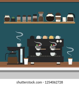 Coffee bar vector. free space for text. wallpaper. background.