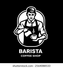 Coffee barista logo on a dark background.