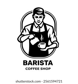 Coffee barista logo. Vector illustration.