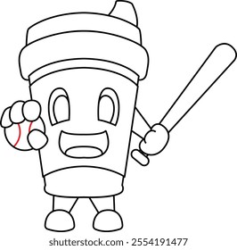 Coffee Baseball Baseball bat Vector Graphic Art Illustration