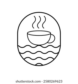 Coffee beach logo design vintage style badge