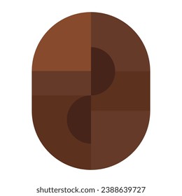 Coffee bean in abstract geometric  retro style. Bright design minimal element for background banner, cover, poster. Modern art bauhaus or memphis design. Vector illustration.
