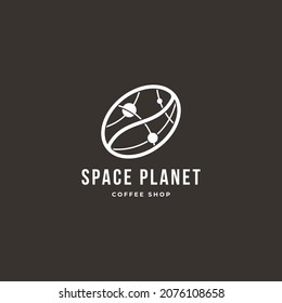 Coffee bean with abstract space galaxy logo icon sing design concept. Vector illustration