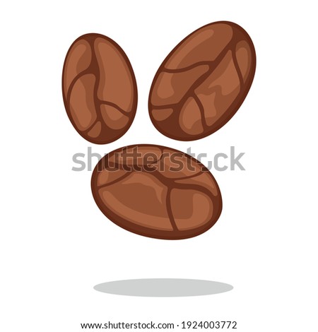 Coffee bean addictive icon stuff, african tasty drink grain cartoon vector illustration, isolated on white.