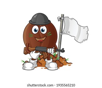 coffee bean army character. cartoon mascot vector