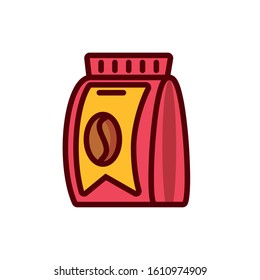 Coffee bean bag design of time drink breakfast beverage shop morning store aroma and caffeine theme Vector illustration