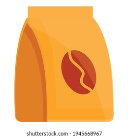 Coffee bean bag icon. Cartoon of coffee bean bag vector icon for web design isolated on white background