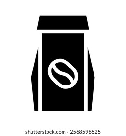 Coffee bean bag icon. Concept of coffee packaging and freshness.