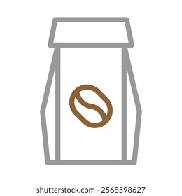 Coffee bean bag icon. Concept of coffee packaging and freshness.