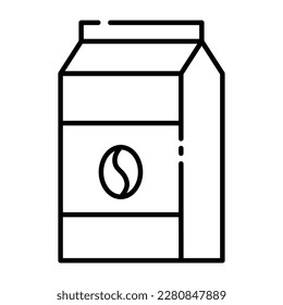 Esquema del icono de la bolsa de judías de café. ilustración vectorial.