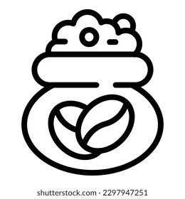 Coffee bean bag icon outline vector. Cezve pot. Machine drink