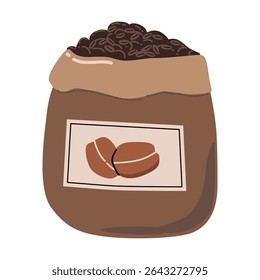 Coffee bean bag illustration for cafes and kitchen decor.