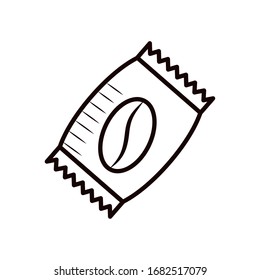Coffee bean bag line style icon design of time drink breakfast beverage shop morning store aroma and caffeine theme Vector illustration