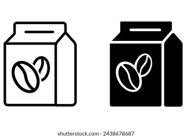 Coffee bean bag outline and filled icon. Coffee packet simple line vector symbol.