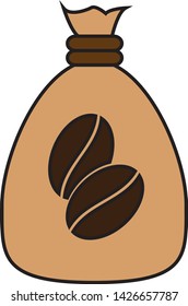 Coffee bean bag vector icon color