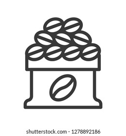 Coffee bean bag vector, coffee related line design editable stroke icon