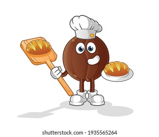 coffee bean baker with bread cartoon. cartoon mascot vector