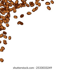 Grano de café para fondo de Anuncio o diseño de embalaje. Ilustración vectorial de granos de café para cafeterías y restaurantes.