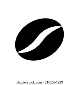 Coffee bean black vector icon on white background