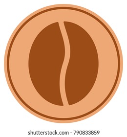 Coffee Bean bronze coin icon. Vector style is a copper flat coin symbol.