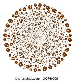 Coffee Bean Burst Circle. Object Pattern Organized From Scattered Coffee Bean Pictographs As Exploding Globula. Vector Illustration Style Is Flat Iconic Symbols.