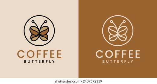 Coffee bean and butterfly vector logo design template vector coffee shop label