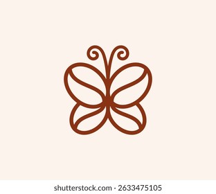 Coffee Bean and Butterfly vector logo 