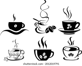 coffee and bean cafe logo vector illustration line art