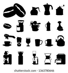 Coffee Bean and Cafe Machine Equipment Silhouette