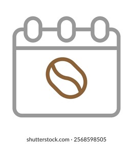 Coffee bean calendar icon. Concept of coffee of the day, special event, or daily routine.