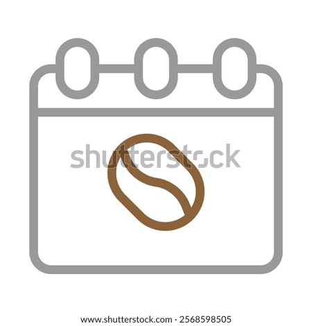 Coffee bean calendar icon. Concept of coffee of the day, special event, or daily routine.