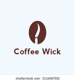 coffee bean with candle logo design vector illustration