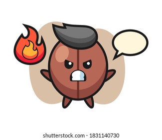 Karikatur der Kaffeebohnen mit wütender Geste