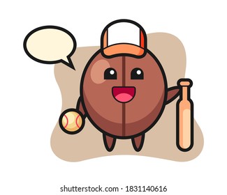 Caricatura de frijol como jugador de béisbol