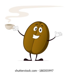Coffee bean cartoon character