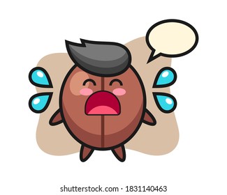 Coffee bean cartoon with crying gesture