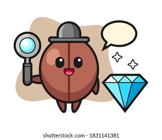 Caricatura de frijol con un diamante