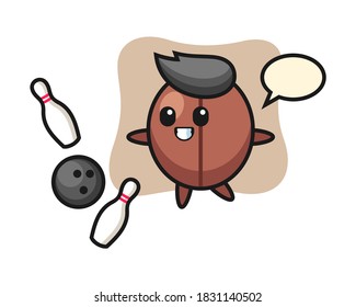 Dibujo de frijol de café está jugando al bolos