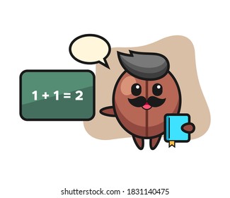 Coffee bean cartoon as a teacher