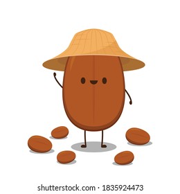 Diseño del carácter de frijol de café. Vector de semillas de café. fondo de pantalla.