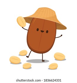 Coffee bean character design. Coffee seed vector. wallpaper.