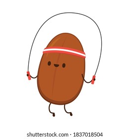 Coffee bean character design. Coffee seed vector. wallpaper.
