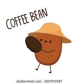 Coffee bean character design. Coffee seed vector. wallpaper.