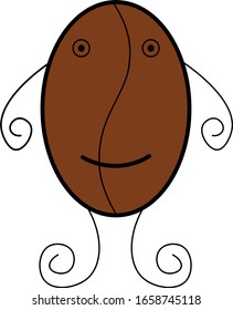 Coffee bean character.  Vector coffee bean. Cute coffee bean character