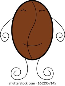 Coffee bean character.  Vector coffee bean. Cute coffee bean character