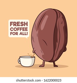 Coffee Bean Character vector illustration. Motivation, work, monday, inspiration design concept	
