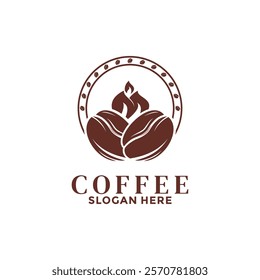 Coffee Bean with circle logo design template. Coffee Vintage logo vector.